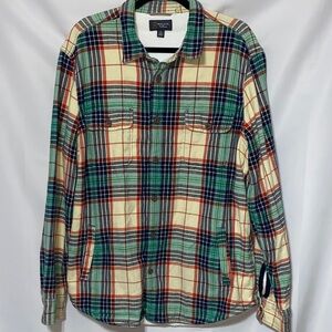 WALLIN & BROS MENS XL THERMAL LINED FLANNEL SHIRT BUTTON FRONT POCKETS CLEAN EUC